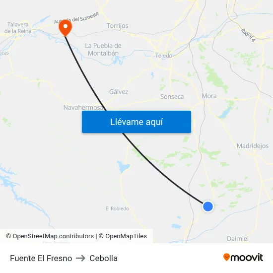 Fuente El Fresno to Cebolla map