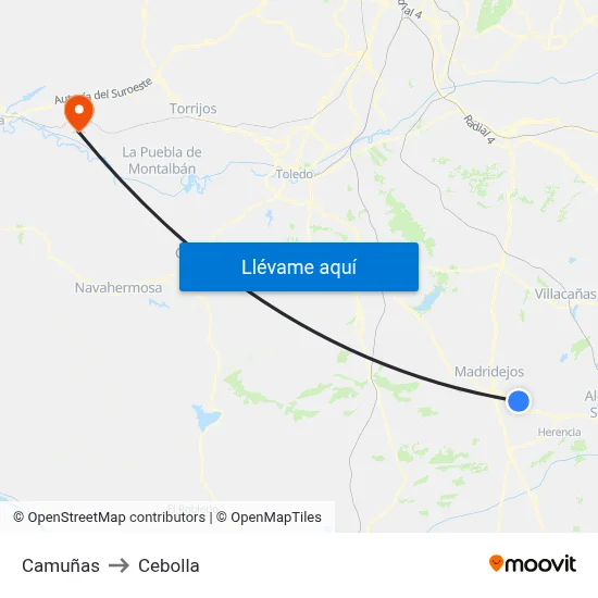 Camuñas to Cebolla map