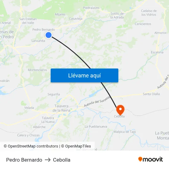 Pedro Bernardo to Cebolla map