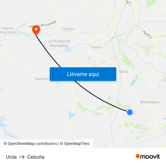 Urda to Cebolla map