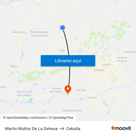 Martín Muñoz De La Dehesa to Cebolla map