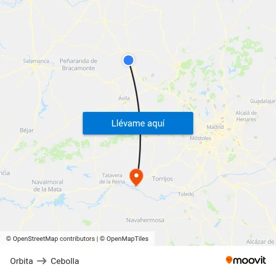 Orbita to Cebolla map