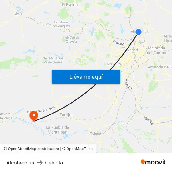 Alcobendas to Cebolla map