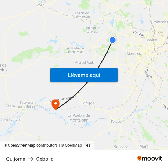 Quijorna to Cebolla map