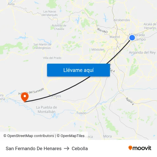 San Fernando De Henares to Cebolla map