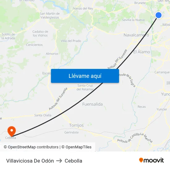 Villaviciosa De Odón to Cebolla map
