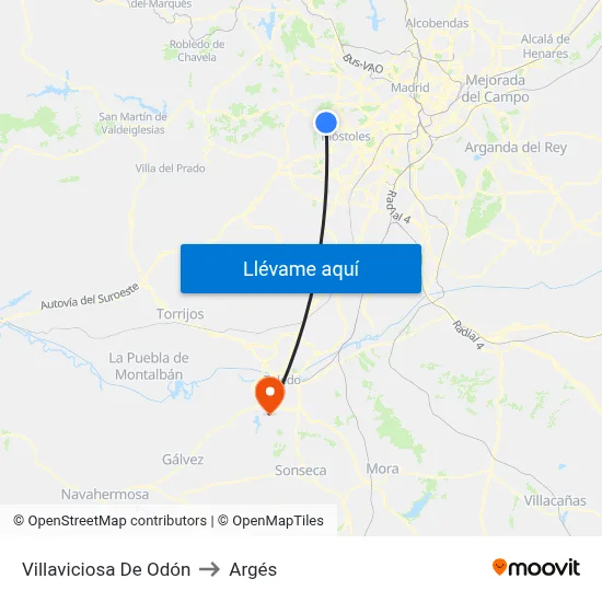 Villaviciosa De Odón to Argés map