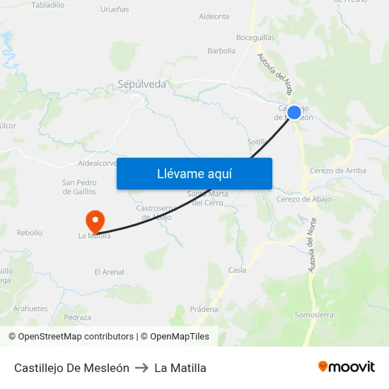 Castillejo De Mesleón to La Matilla map