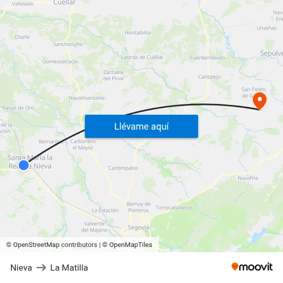 Nieva to La Matilla map