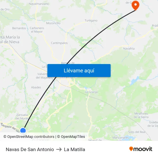 Navas De San Antonio to La Matilla map