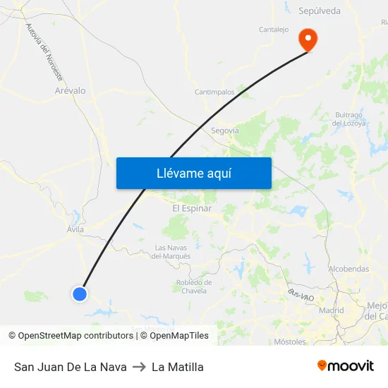 San Juan De La Nava to La Matilla map