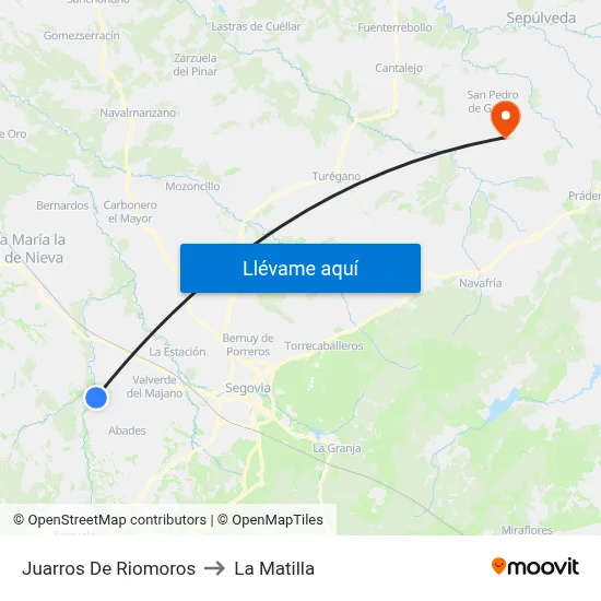 Juarros De Riomoros to La Matilla map