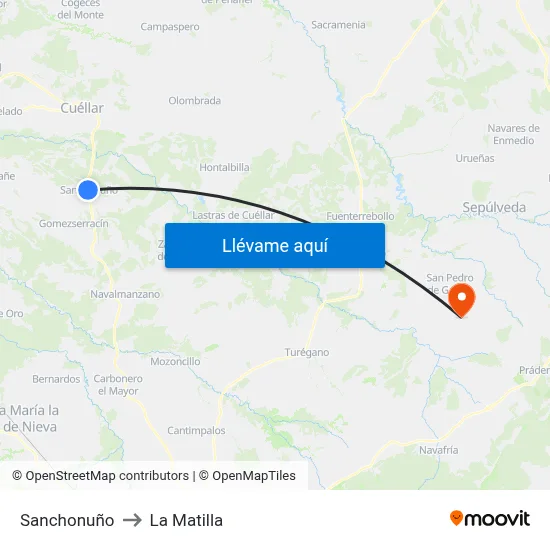 Sanchonuño to La Matilla map