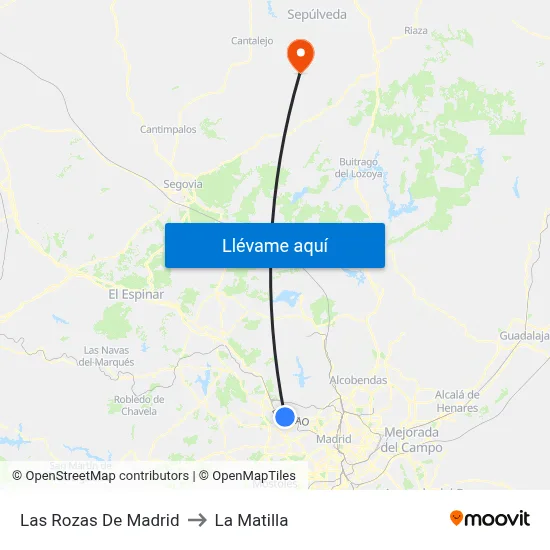 Las Rozas De Madrid to La Matilla map
