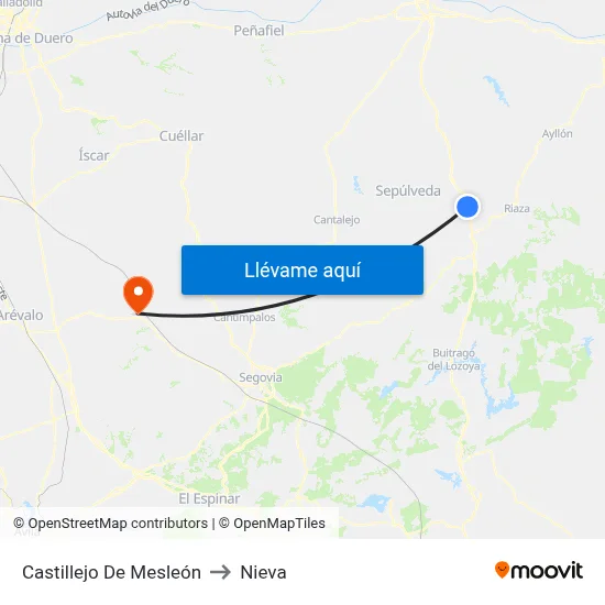 Castillejo De Mesleón to Nieva map
