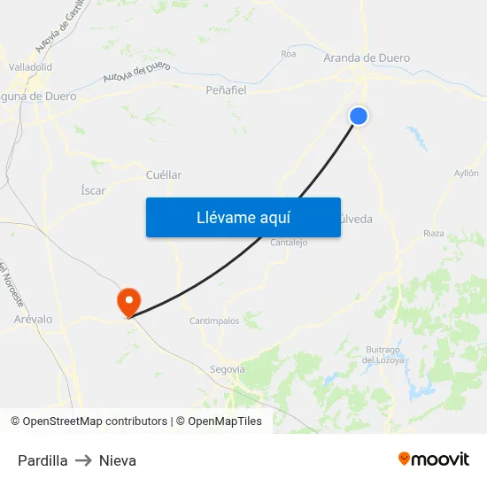 Pardilla to Nieva map
