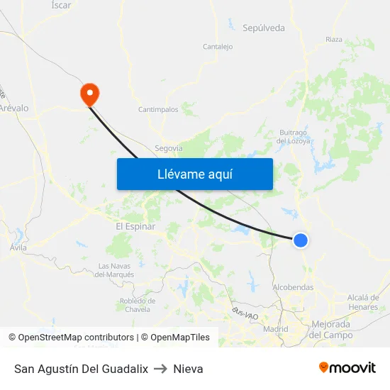 San Agustín Del Guadalix to Nieva map