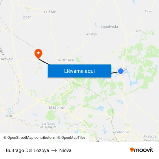 Buitrago Del Lozoya to Nieva map