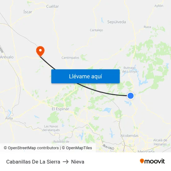 Cabanillas De La Sierra to Nieva map