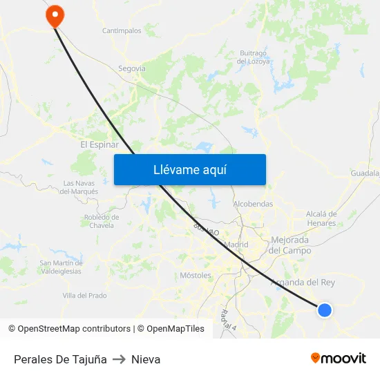 Perales De Tajuña to Nieva map