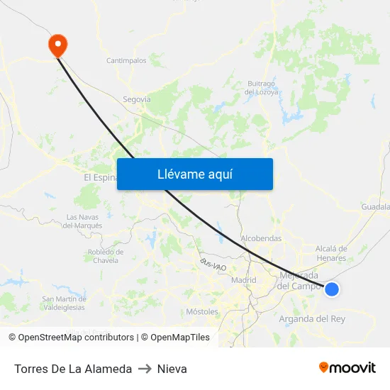 Torres De La Alameda to Nieva map