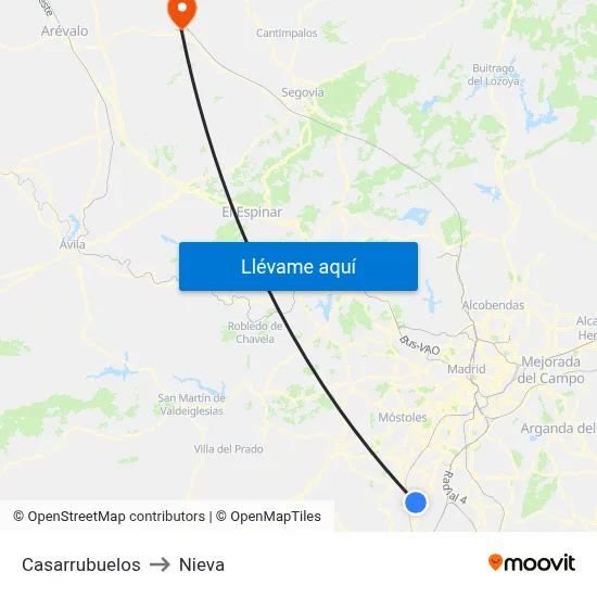 Casarrubuelos to Nieva map