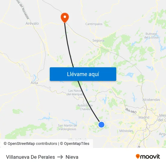 Villanueva De Perales to Nieva map
