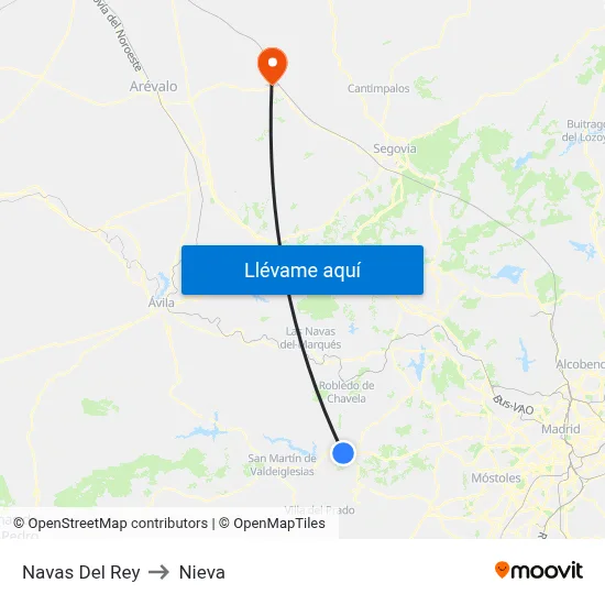 Navas Del Rey to Nieva map