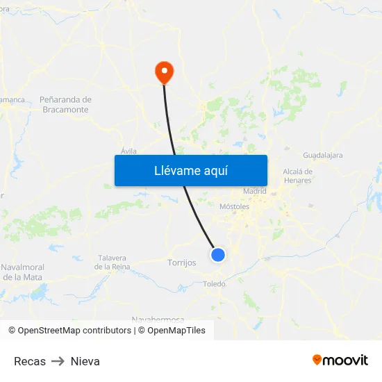 Recas to Nieva map