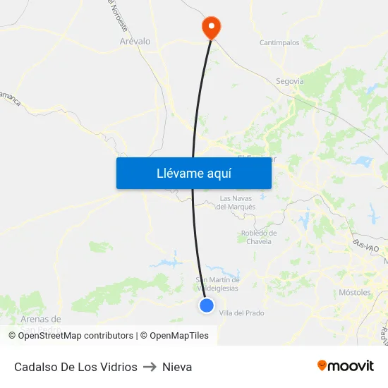 Cadalso De Los Vidrios to Nieva map