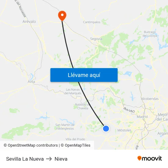 Sevilla La Nueva to Nieva map