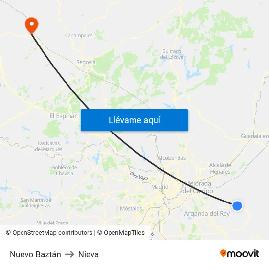 Nuevo Baztán to Nieva map