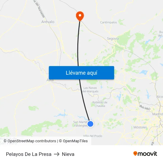 Pelayos De La Presa to Nieva map