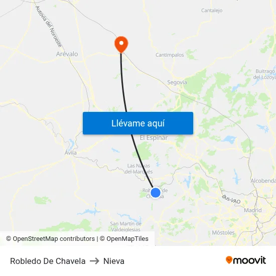 Robledo De Chavela to Nieva map