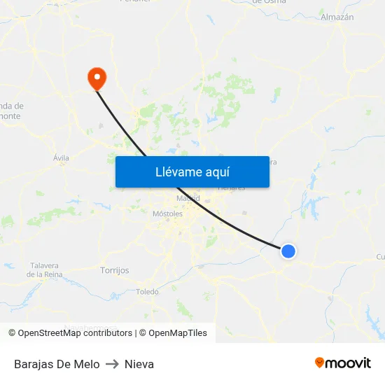 Barajas De Melo to Nieva map