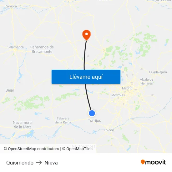 Quismondo to Nieva map
