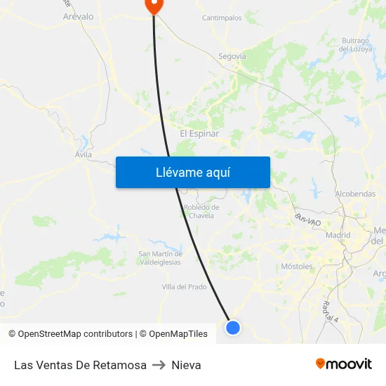 Las Ventas De Retamosa to Nieva map