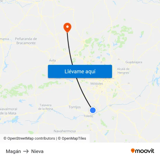 Magán to Nieva map