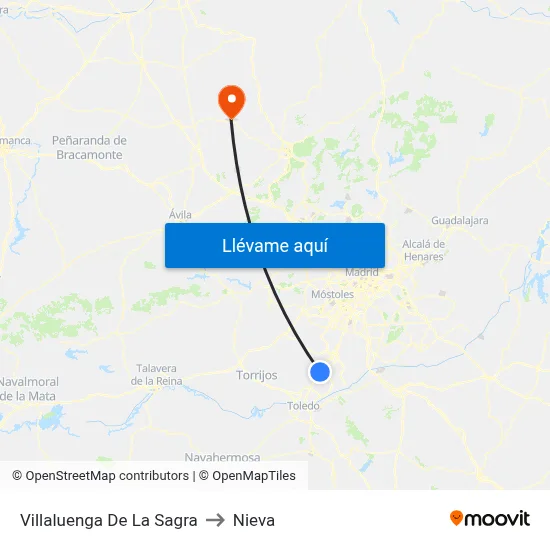 Villaluenga De La Sagra to Nieva map