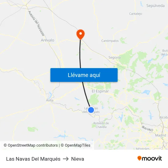 Las Navas Del Marqués to Nieva map