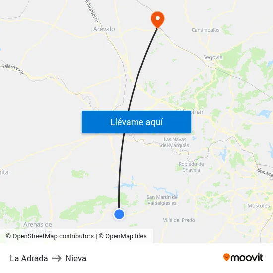 La Adrada to Nieva map