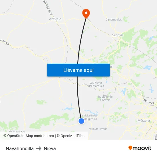 Navahondilla to Nieva map