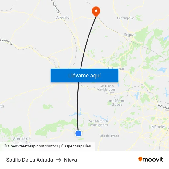 Sotillo De La Adrada to Nieva map