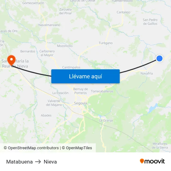 Matabuena to Nieva map