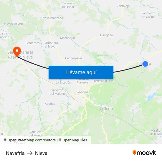 Navafría to Nieva map