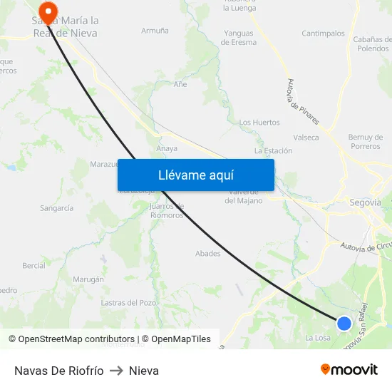 Navas De Riofrío to Nieva map