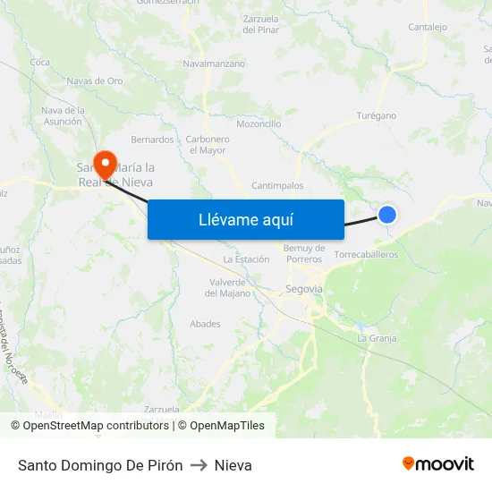 Santo Domingo De Pirón to Nieva map