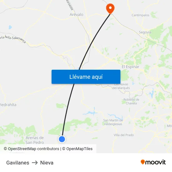 Gavilanes to Nieva map