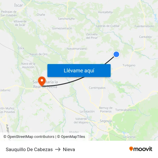 Sauquillo De Cabezas to Nieva map