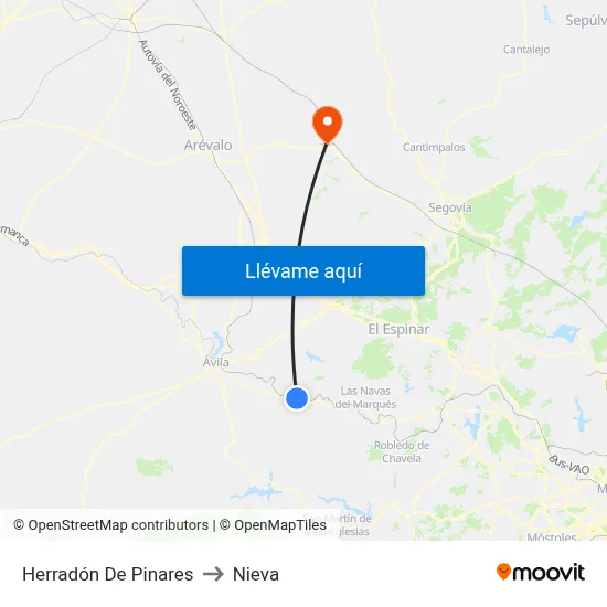 Herradón De Pinares to Nieva map